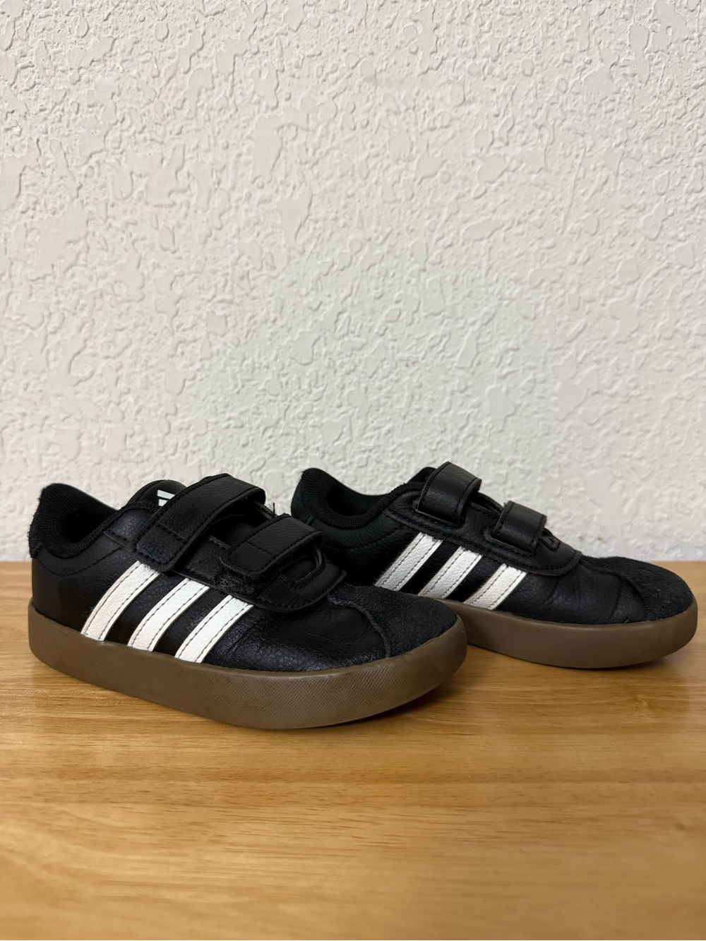 Adidas Unisex Court 3.0 Kids Black Sneakers with White Stripes